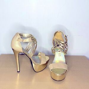 🌷RAUL Coss🌷 Gorgeous Gold Stiletto Heel  Strap Sandals